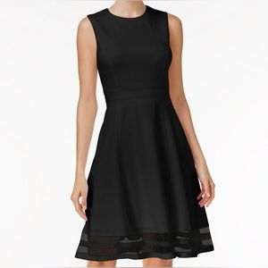 GUC Calvin Klein Illusion Trim Fit & Flare Dress - Black - Size 6